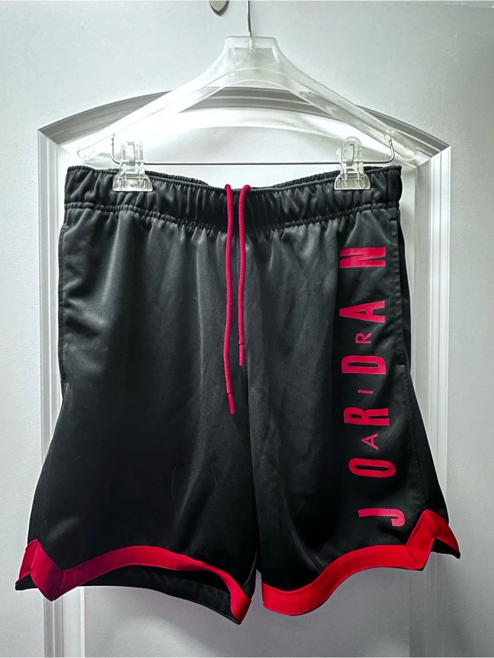 Jordan Black Shorts with Red Accents and Side Logo